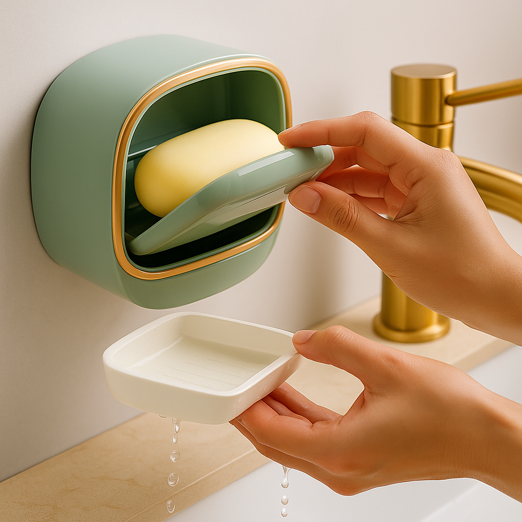 Porte-Savon Intelligent 3-en-1™ – Hygiénique, Fermé & Anti-Moisissure