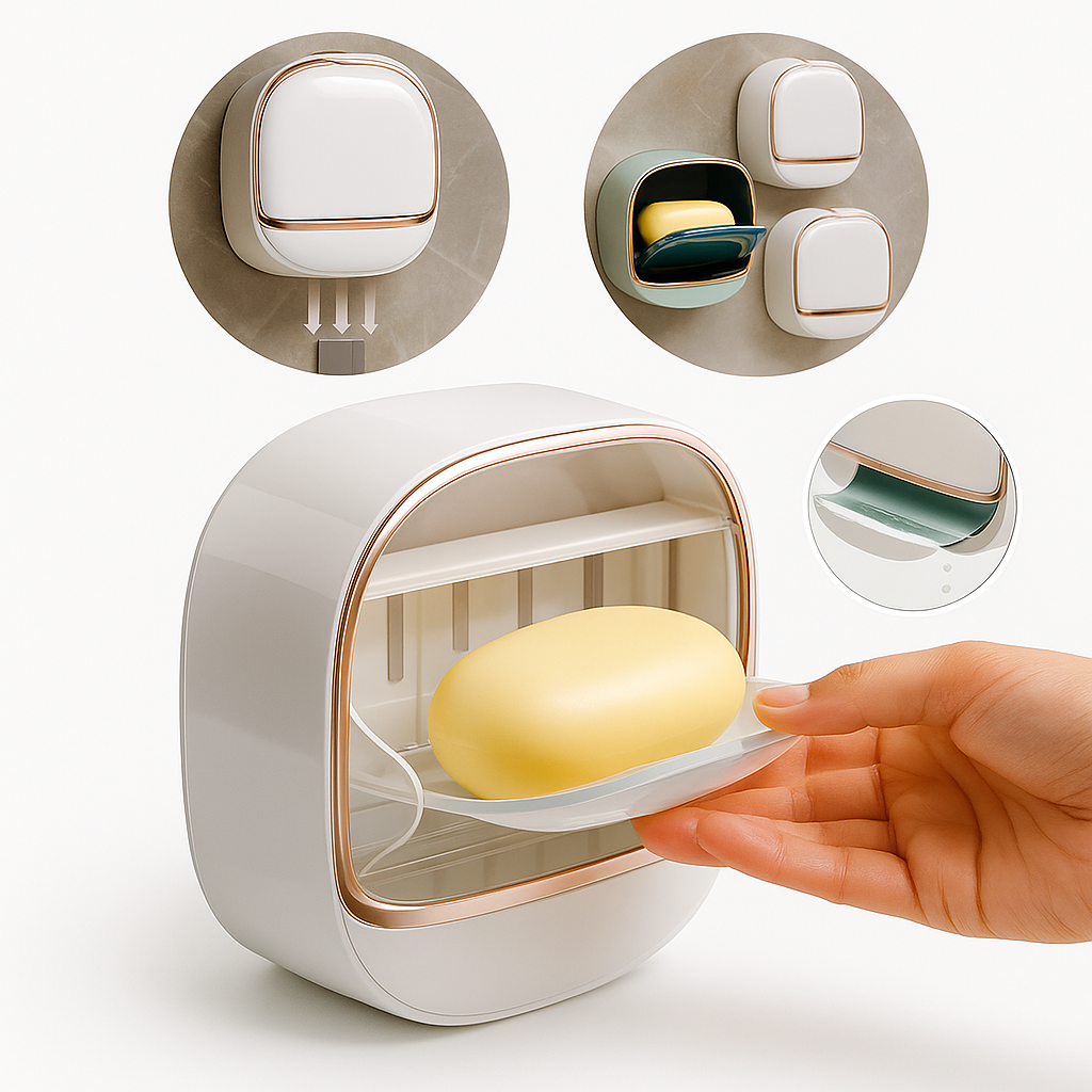 Porte-Savon Intelligent 3-en-1™ – Hygiénique, Fermé & Anti-Moisissure