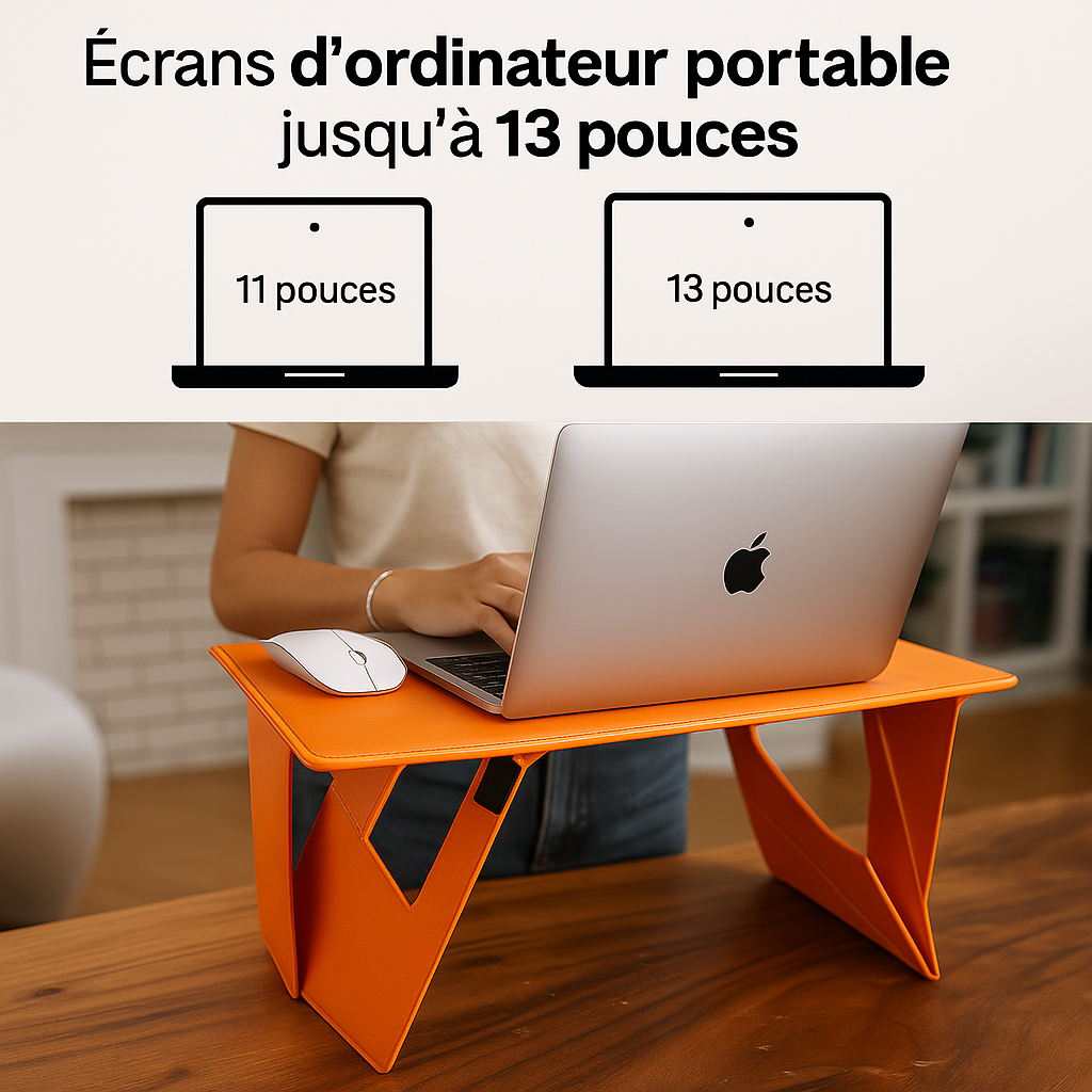 Bureau Pliable en Cuir Premium pour Voiture, Lit & PC Portable