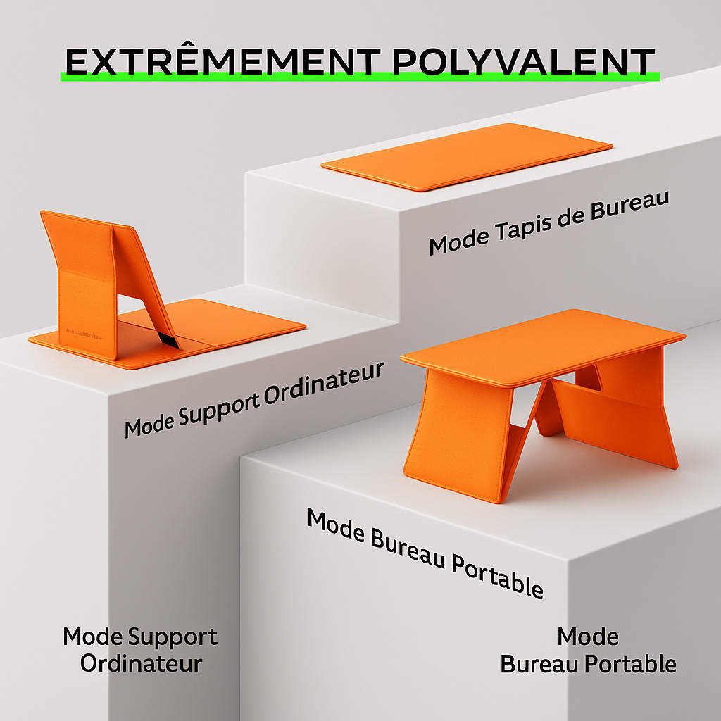 Bureau Pliable en Cuir Premium pour Voiture, Lit & PC Portable