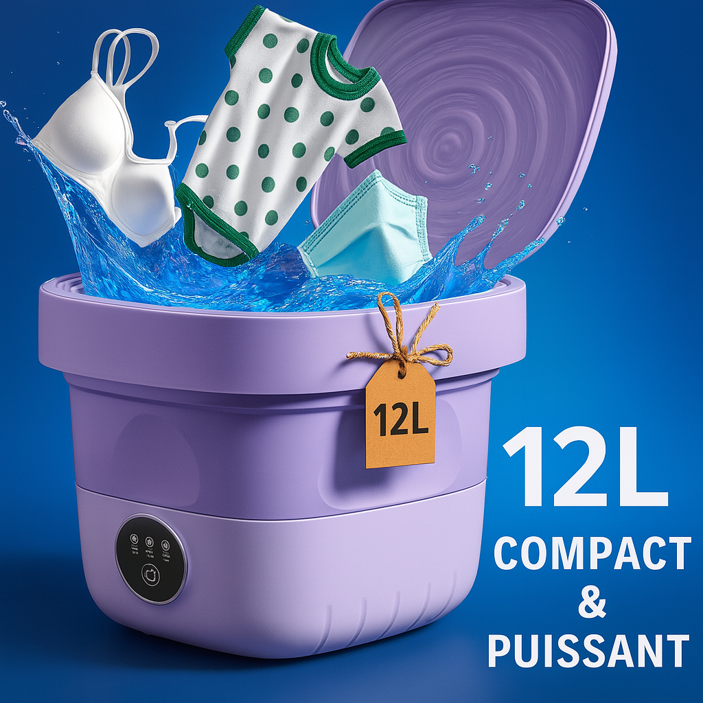 Mini Machine à Laver Portable 8L – Compacte, Pliable & Facile à Transporter + livraison gratuite