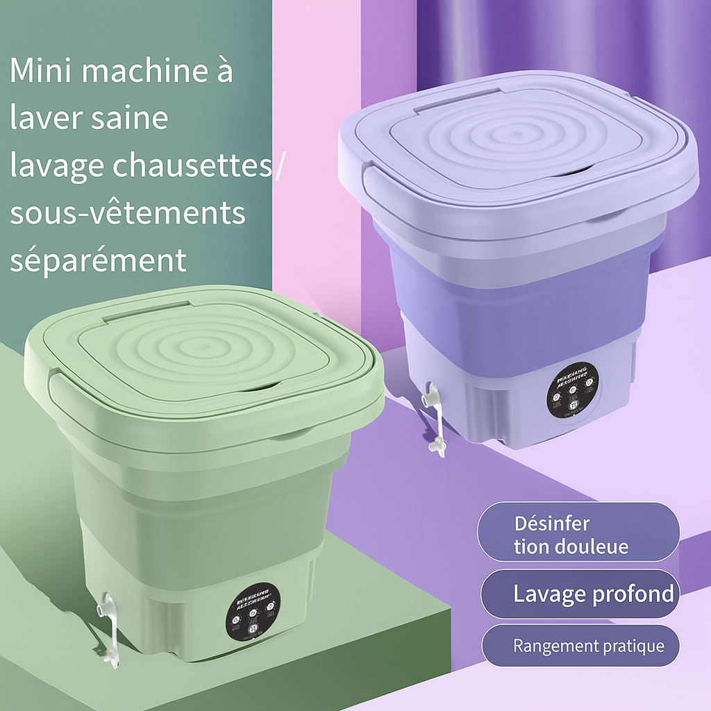 Mini Machine à Laver Portable 8L – Compacte, Pliable & Facile à Transporter + livraison gratuite