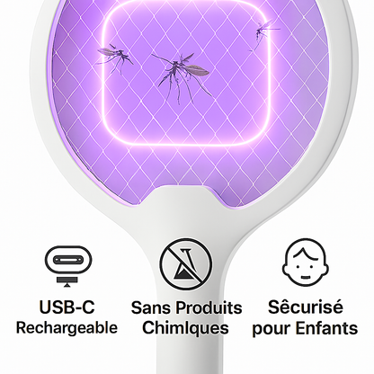 Raquette Anti-Moustiques Électrique USB-C | Rechargeable & Puissante