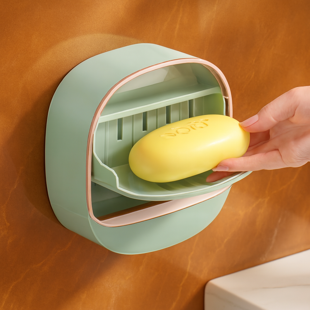 Porte-Savon Intelligent 3-en-1™ – Hygiénique, Fermé & Anti-Moisissure