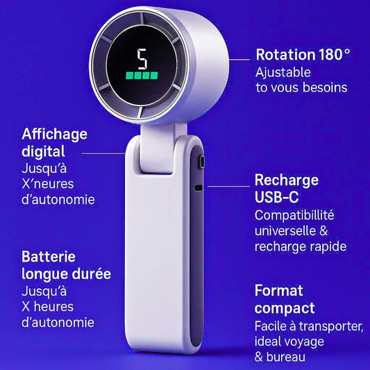 Mini Ventilateur USB Personnalisé – Logo Personnalisé, Portable & Rechargeable